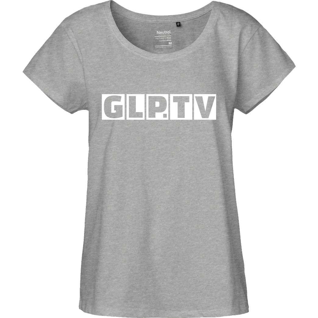 GermanLetsPlay GLP - GLP.TV white T-Shirt Fairtrade Loose Fit Girlie - heather grey